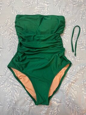 J. Crew Emerald Green Gemma Ruched Strapless One-Piece - NWOT